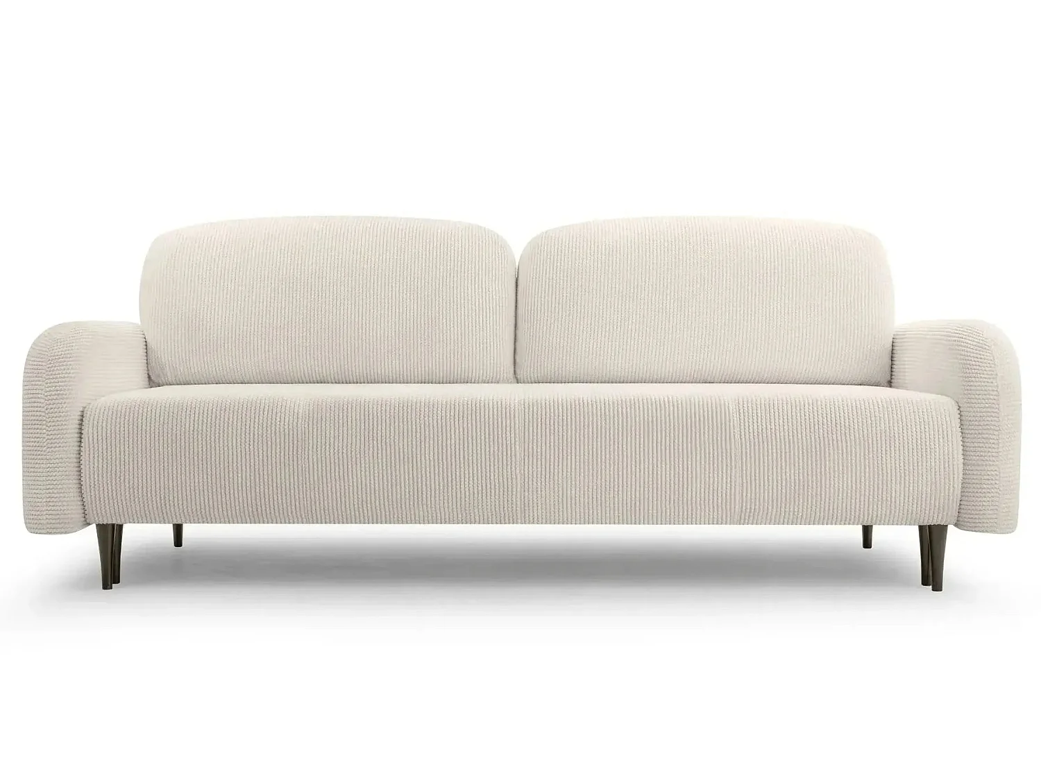 ROXANE - Canapé droit convertible tissu bouclette 2 places Beige