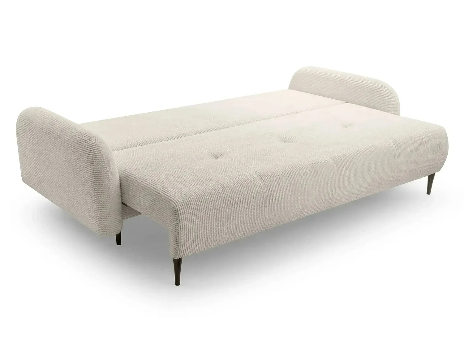 ROXANE - Canapé droit convertible tissu bouclette 2 places Beige