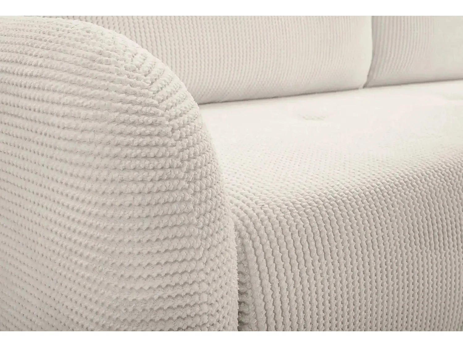 ROXANE - Canapé droit convertible tissu bouclette 2 places Beige