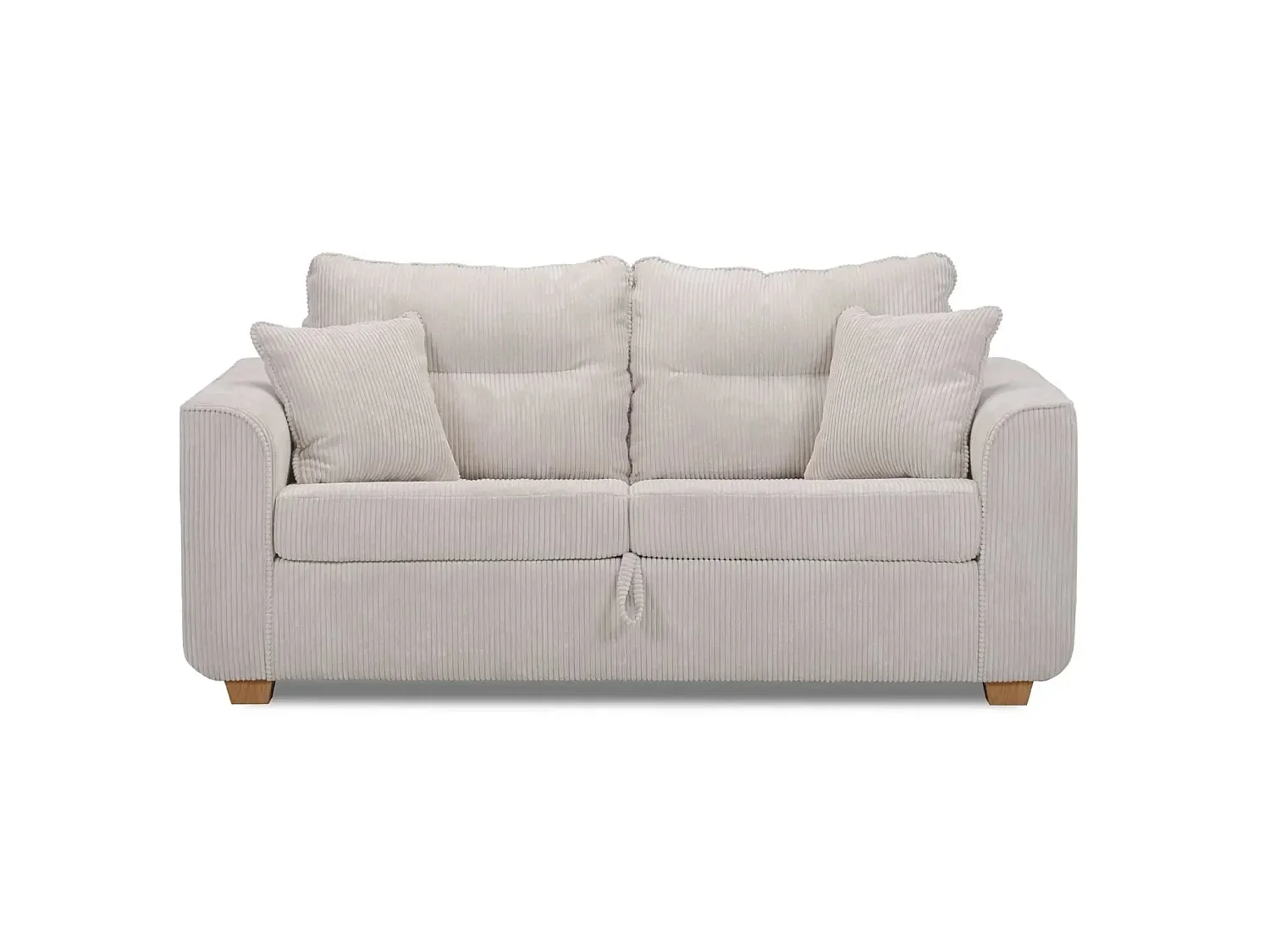LOULOU - Canapé droit convertible velours côtelé 2 places Beige
