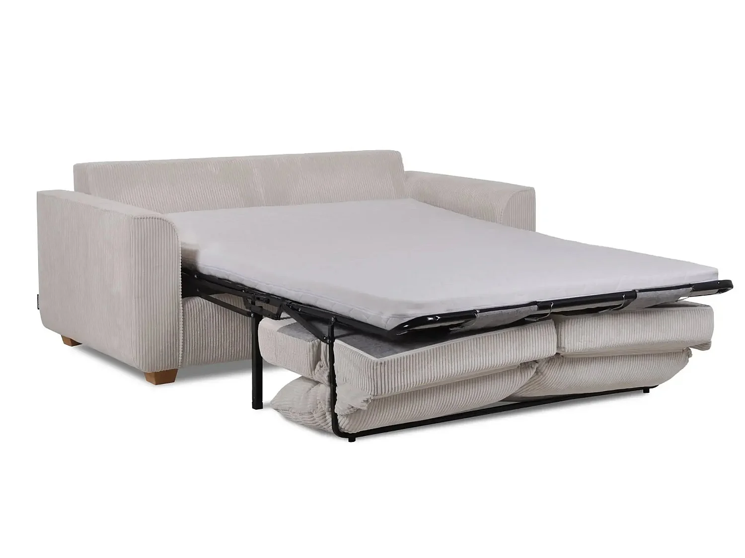 LOULOU - Canapé droit convertible velours côtelé 2 places Beige
