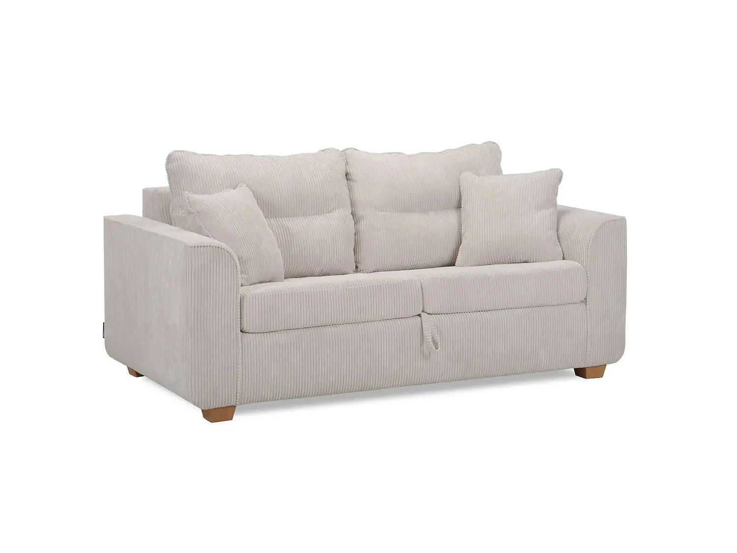 LOULOU - Canapé droit convertible velours côtelé 2 places Beige
