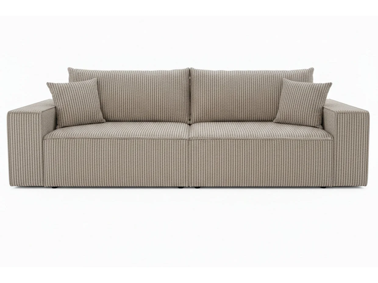ROMEO - Canapé droit convertible petit velours côtelé Beige