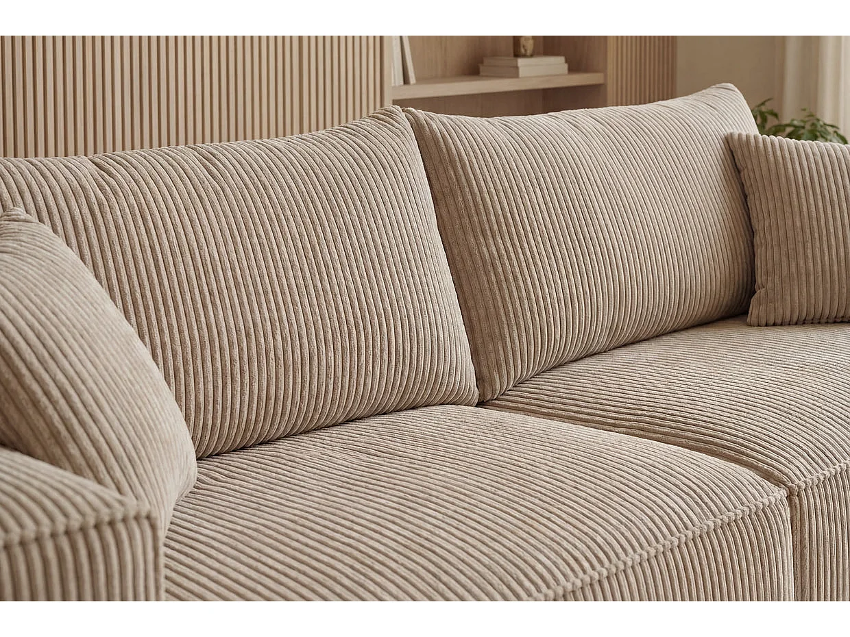 ROMEO - Canapé droit convertible petit velours côtelé Beige