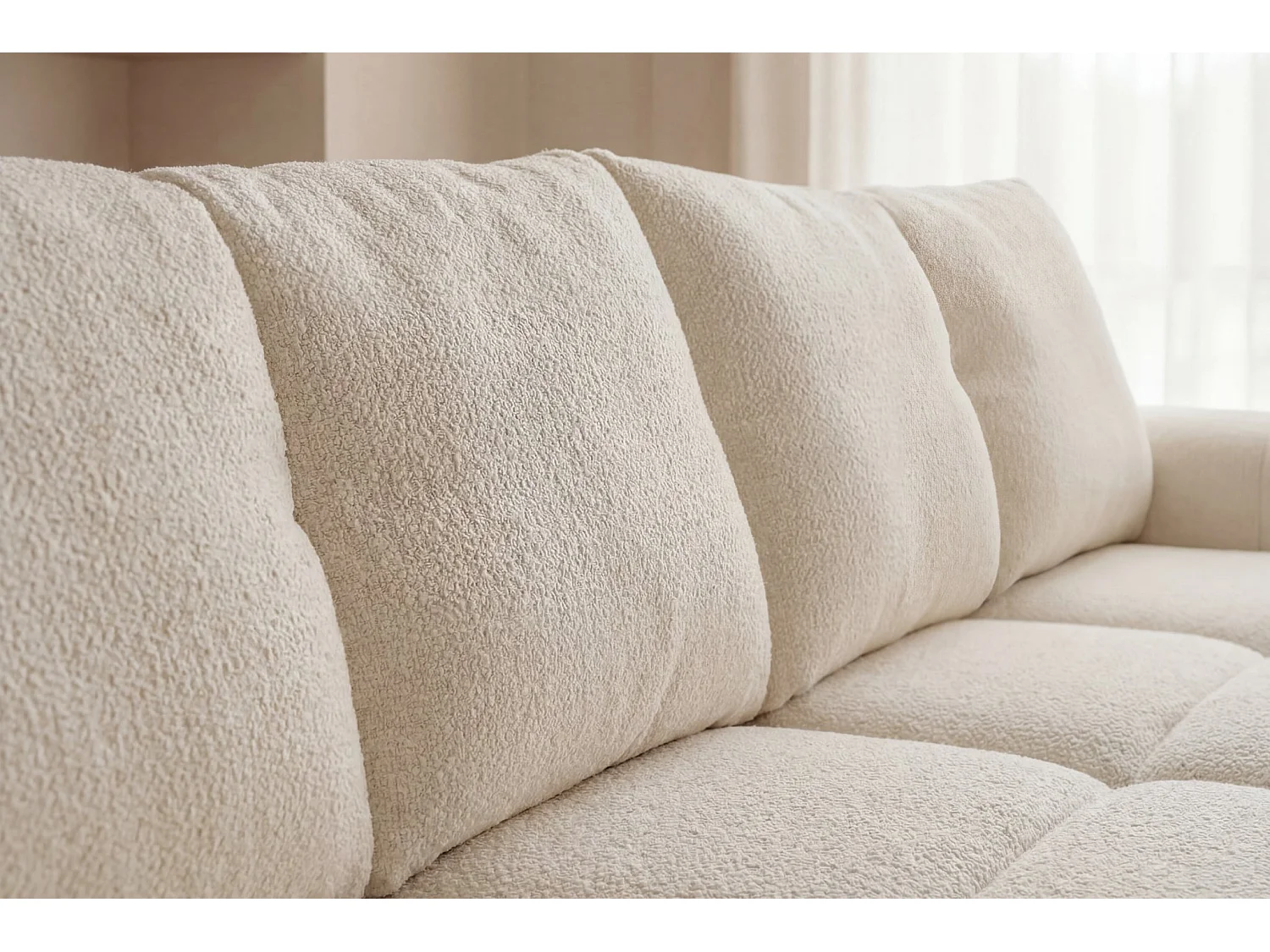 CONSTANCE - Canapé droit convertible tissu chenille 3 places Beige