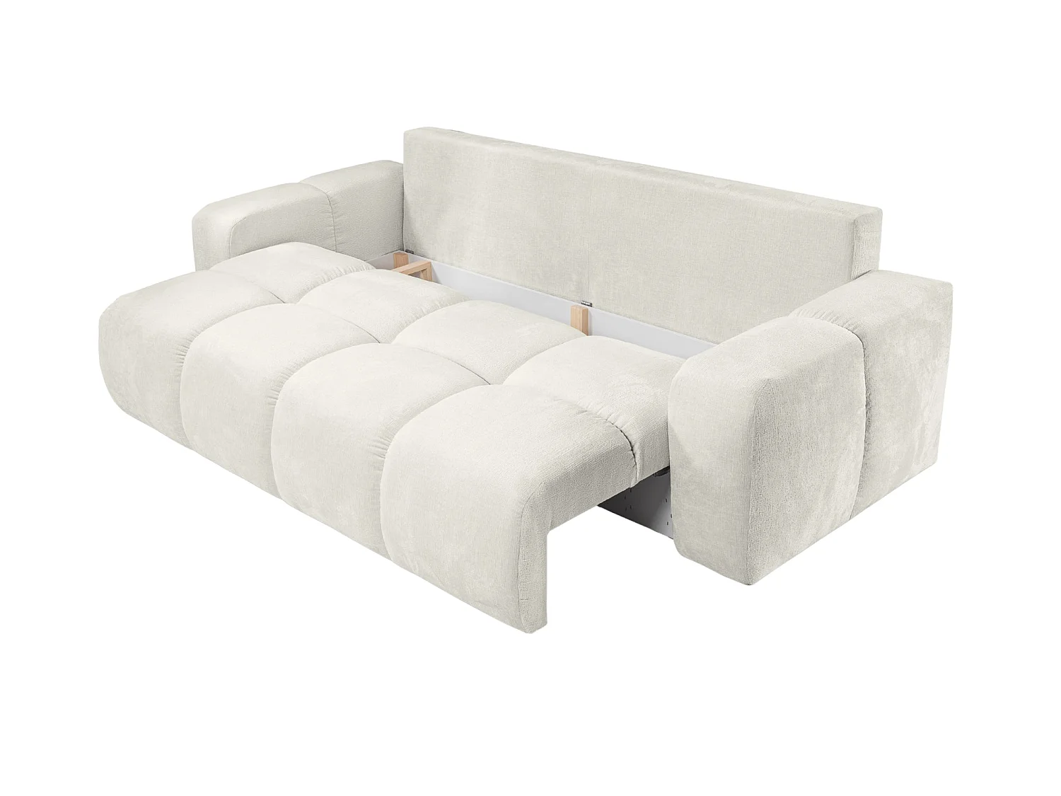 CONSTANCE - Canapé droit convertible tissu chenille 3 places Beige