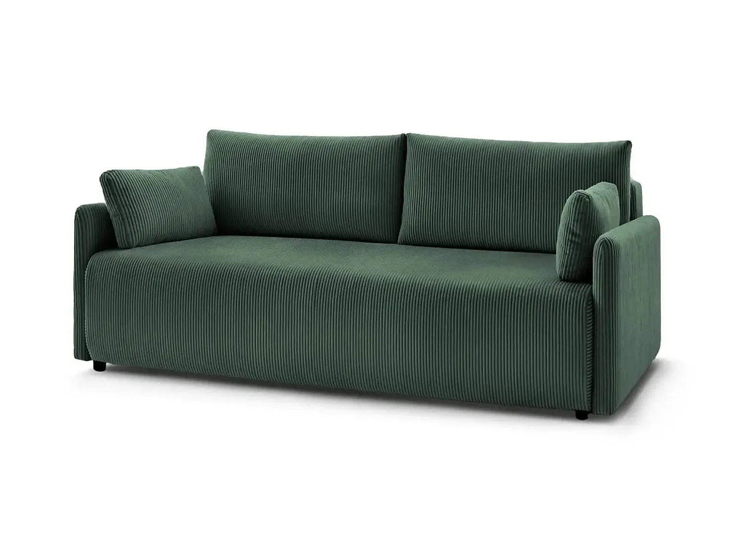 AXELLE - Canapé droit convertible velours côtelé 2 places - Vert sapin