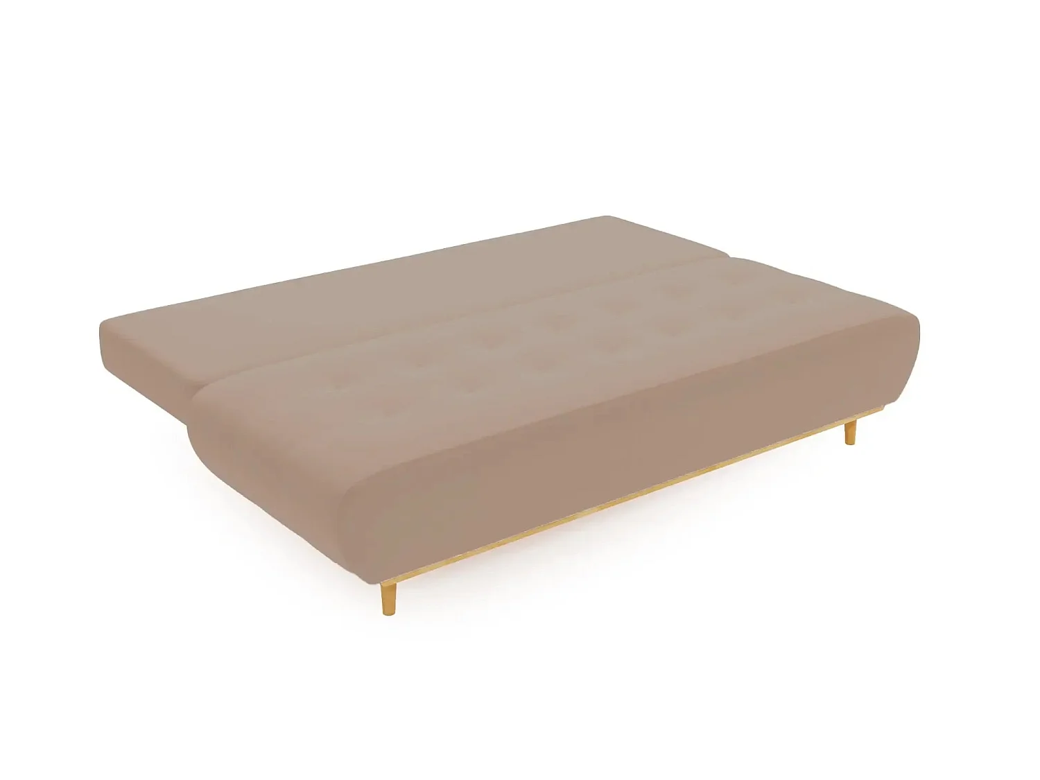 AMARO - Canapé droit convertible tissu velours 2 places Café