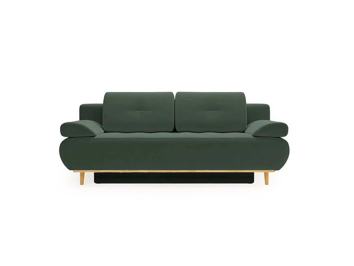 AMARO - Canapé droit convertible tissu velours 2 places Vert