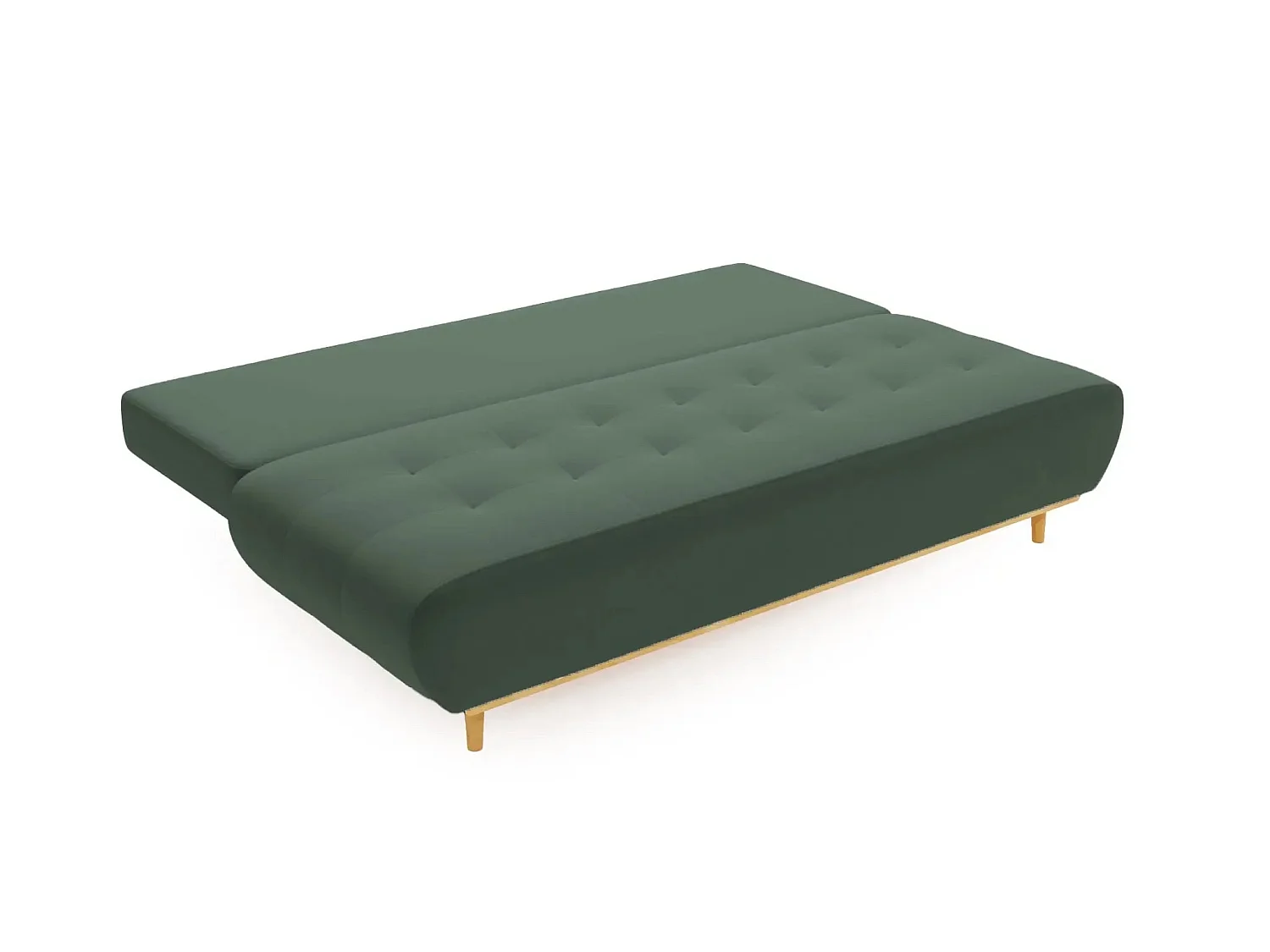 AMARO - Canapé droit convertible tissu velours 2 places Vert