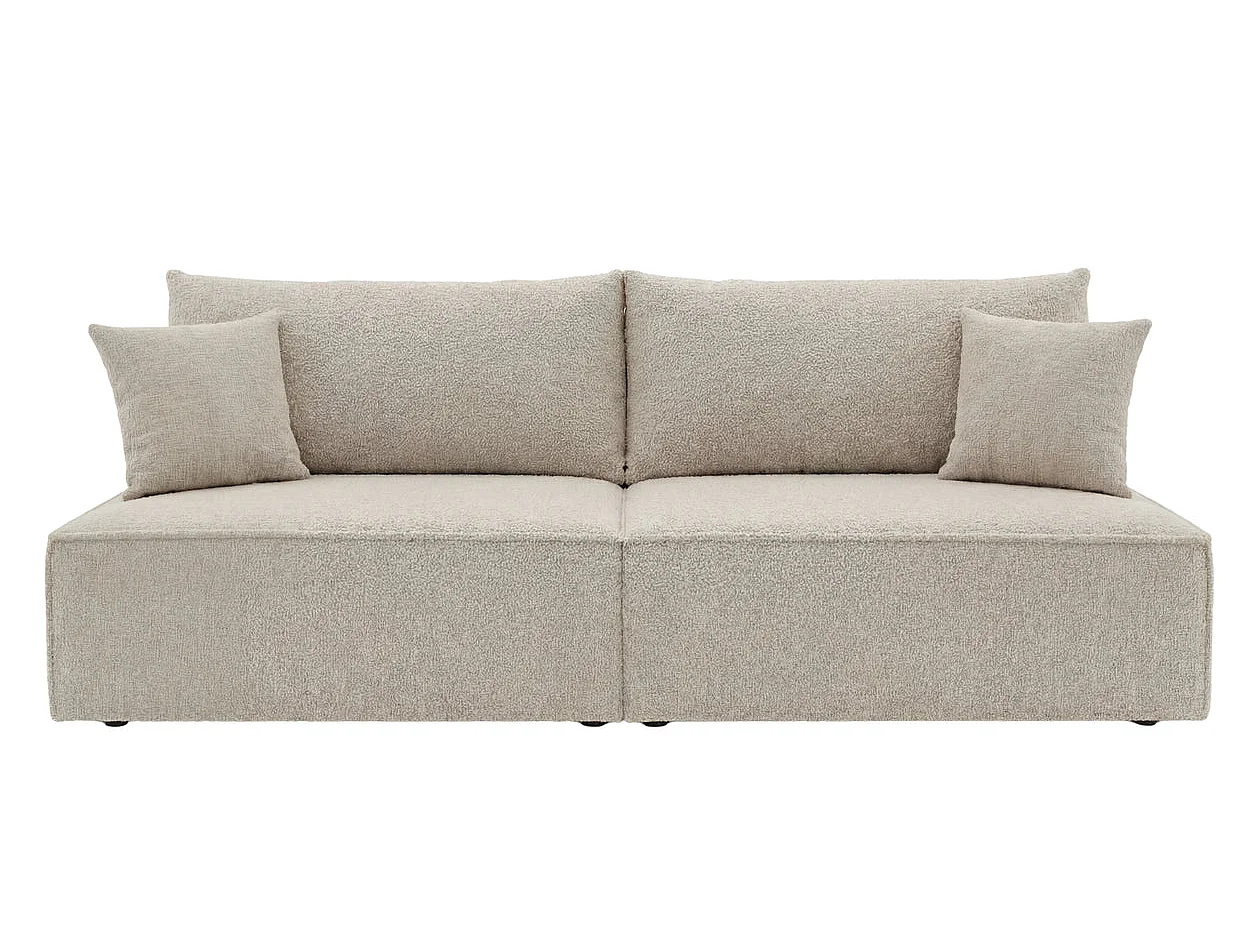 ROMEO MINI - Canapé droit convertible tissu bouclette Beige