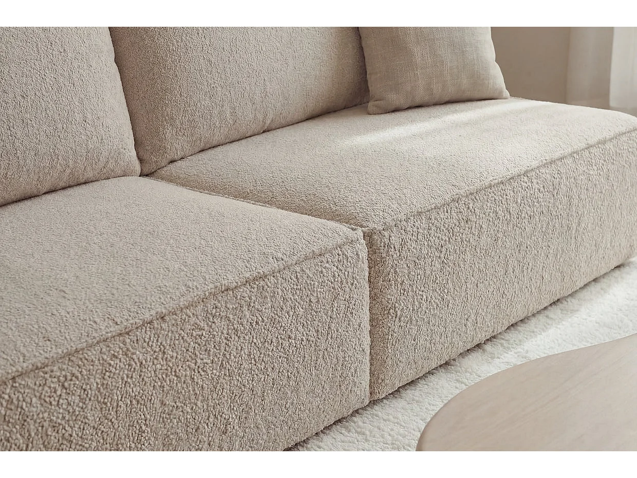 ROMEO MINI - Canapé droit convertible tissu bouclette Beige