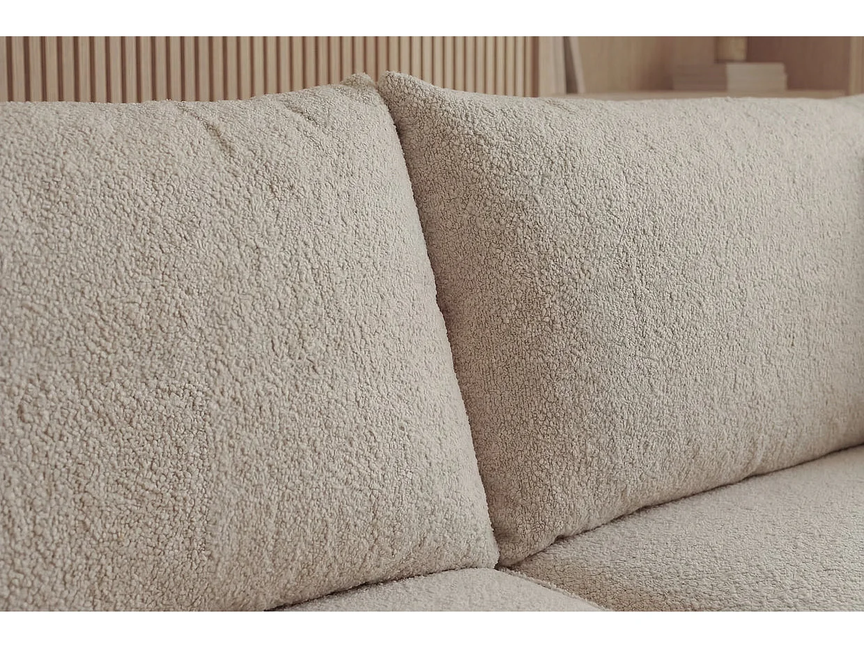 ROMEO MINI - Canapé droit convertible tissu bouclette Beige