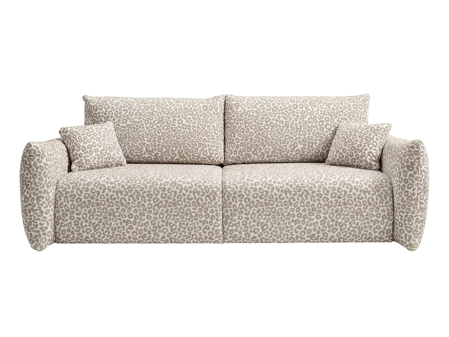 ELIO - Canapé droit convertible tissu imprimé animalier 3 places Beige
