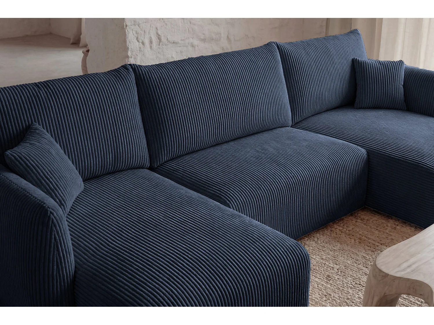 ELIO - 5-zits panorama corduroy slaapbank - Blauw