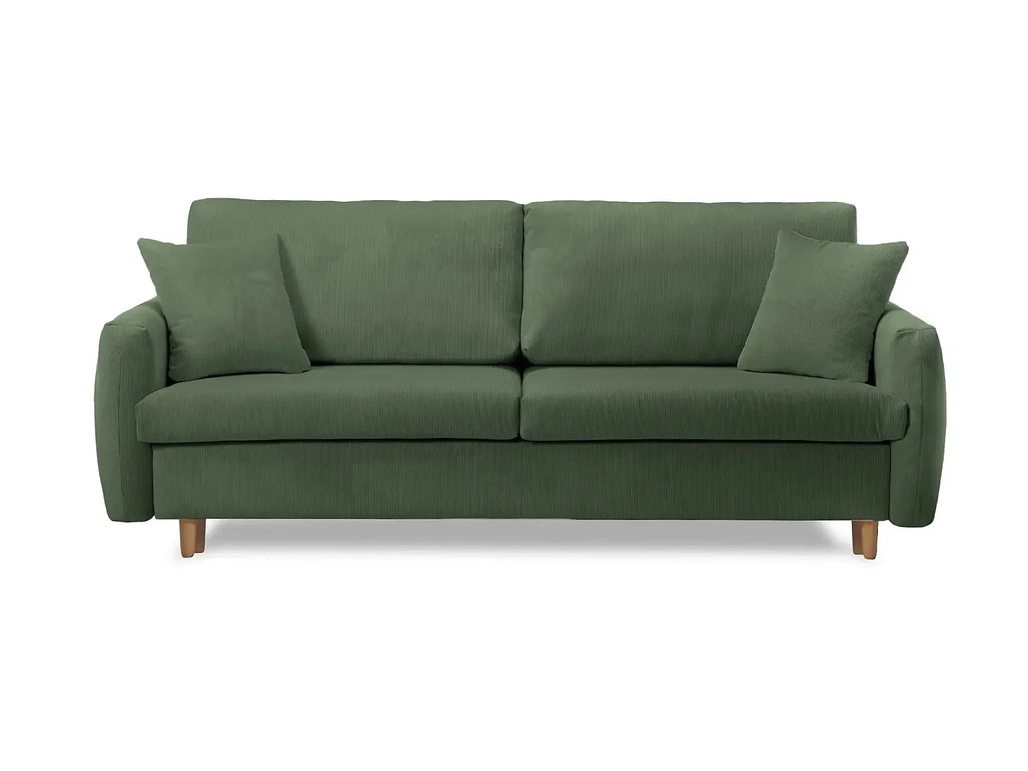 LUMIE - Canapé droit convertible velours côtelé 2 places Vert