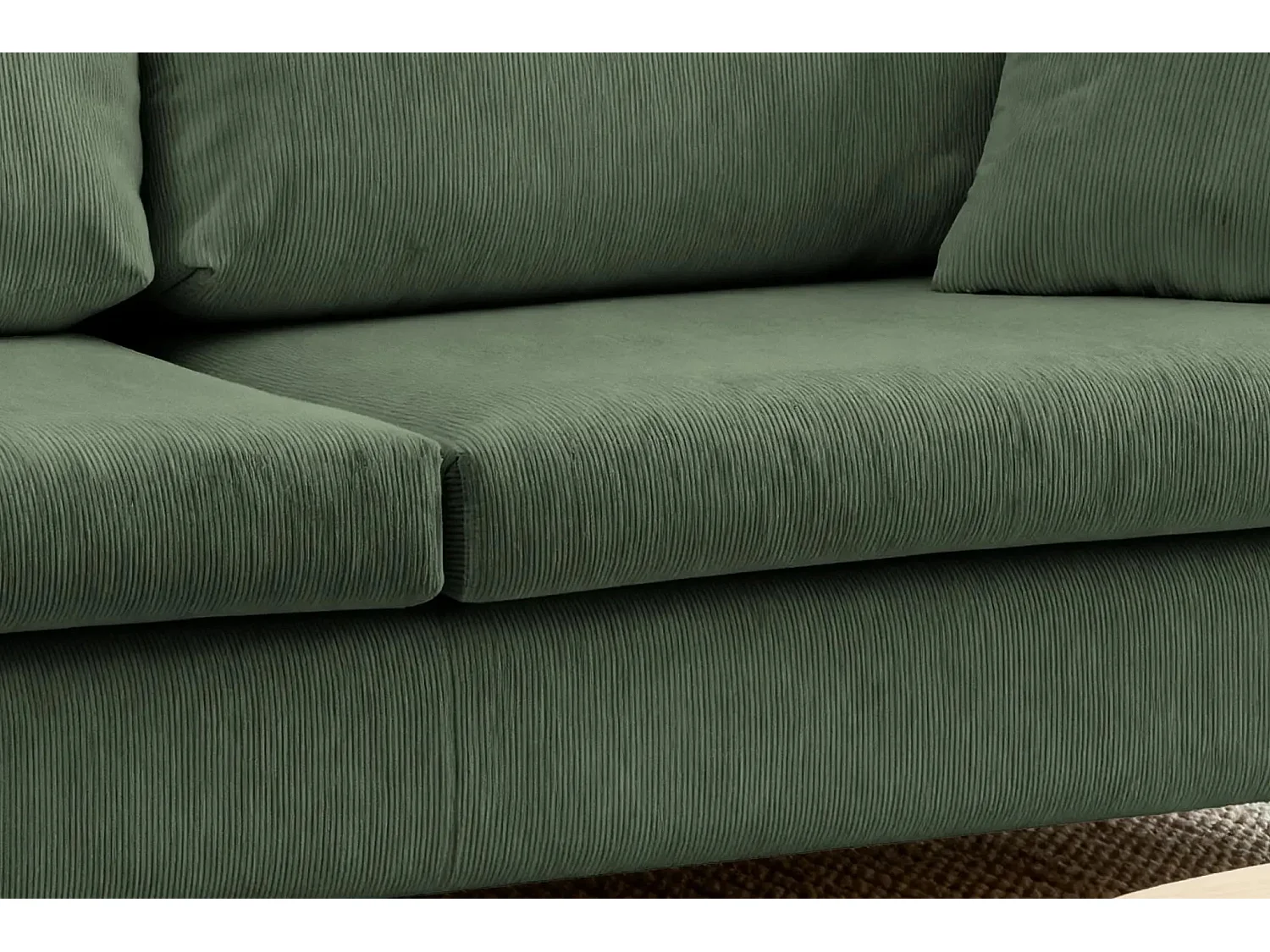 LUMIE - Canapé droit convertible velours côtelé 2 places Vert