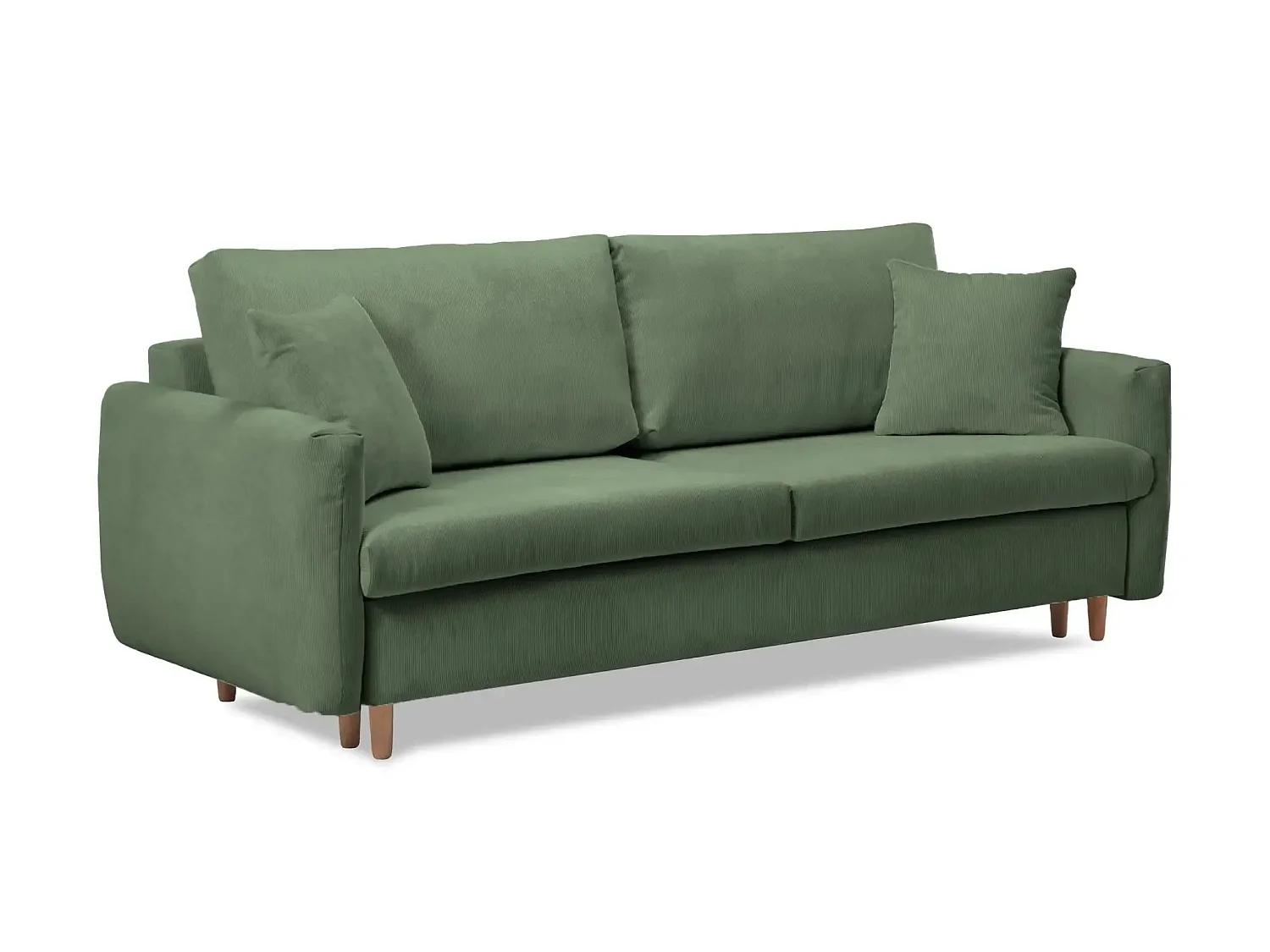 LUMIE - Canapé droit convertible velours côtelé 2 places Vert