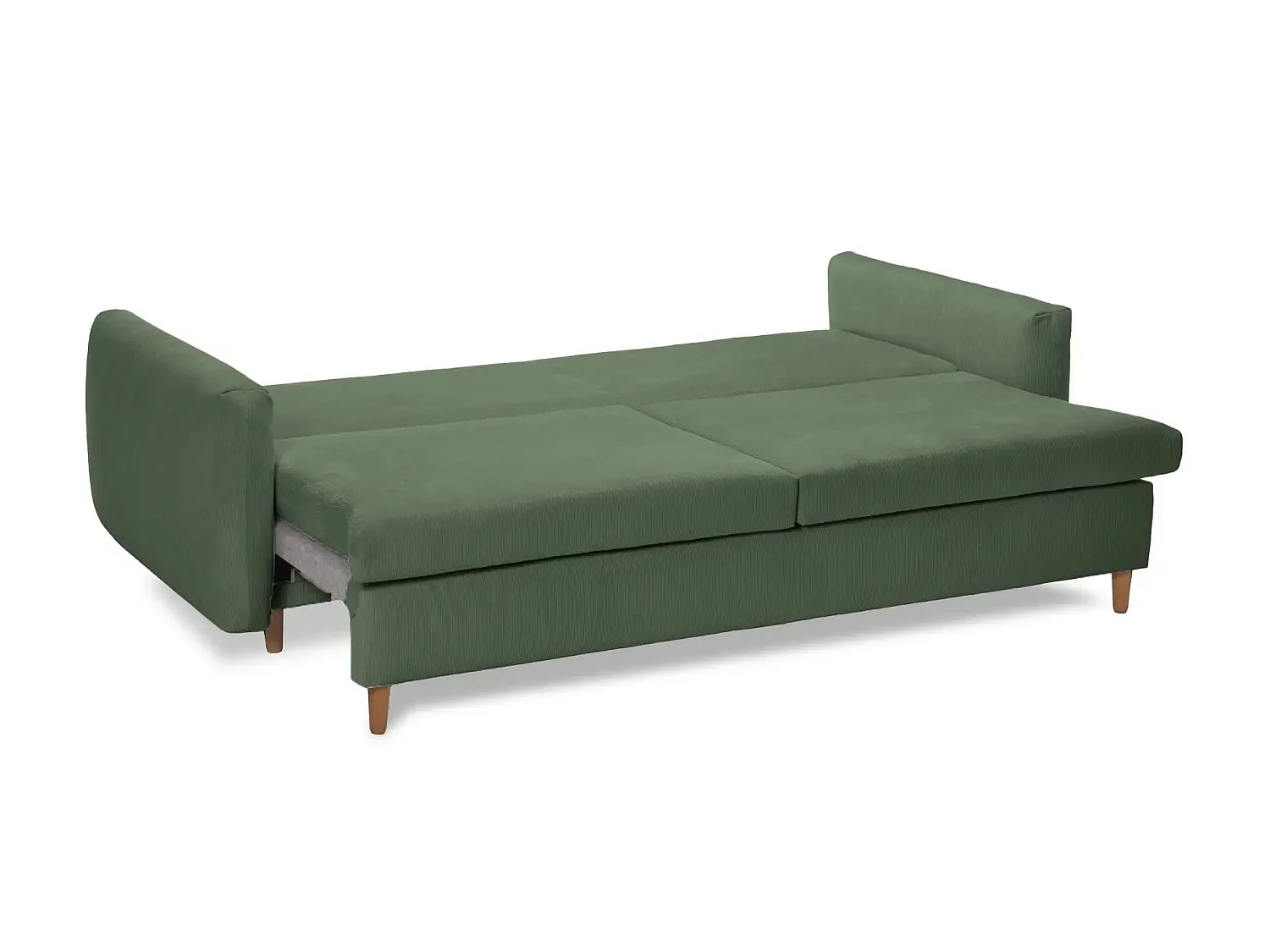 LUMIE - Canapé droit convertible velours côtelé 2 places Vert