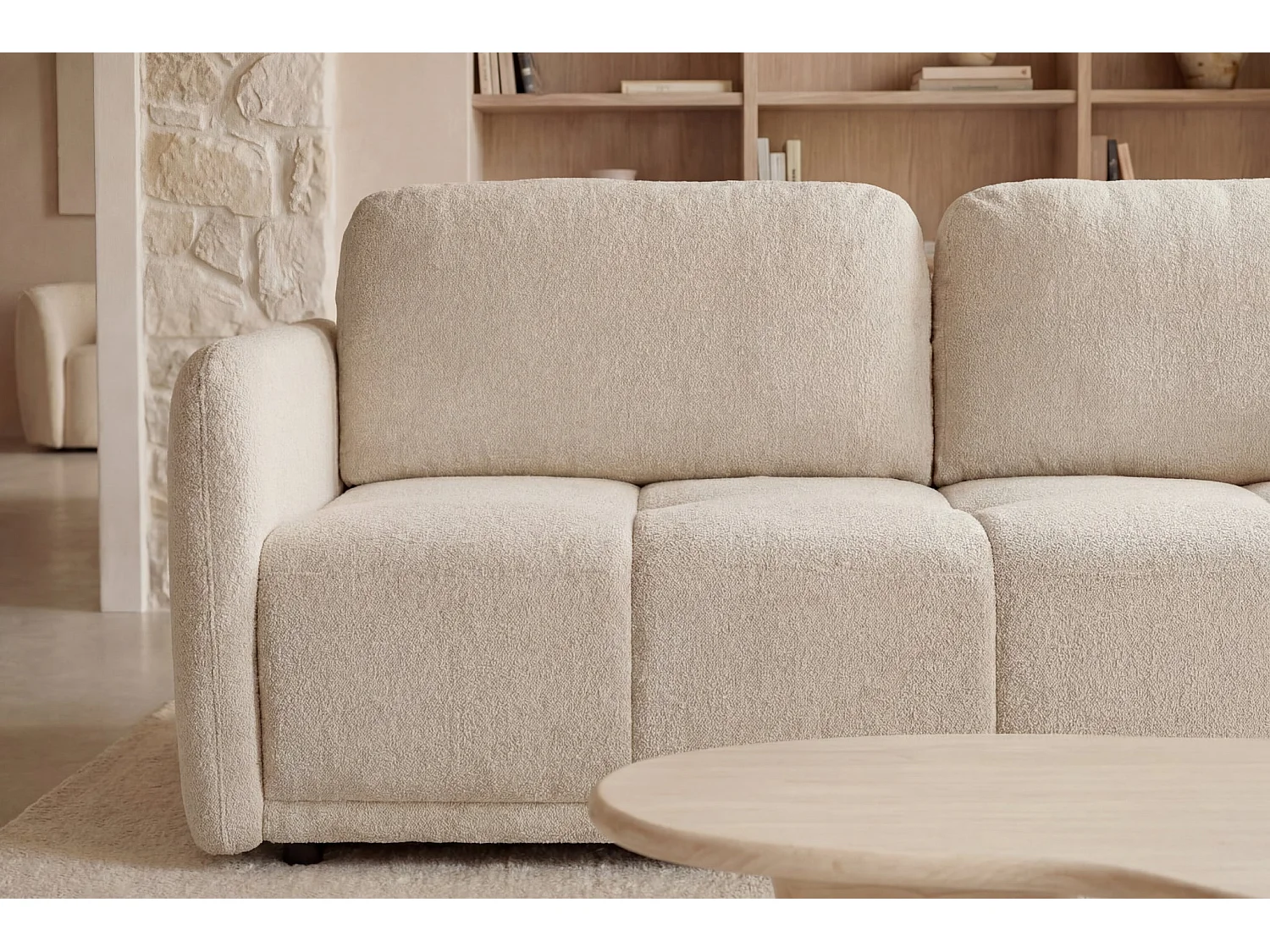 DANA - Canapé droit convertible tissu lisse 3 places - Bleu