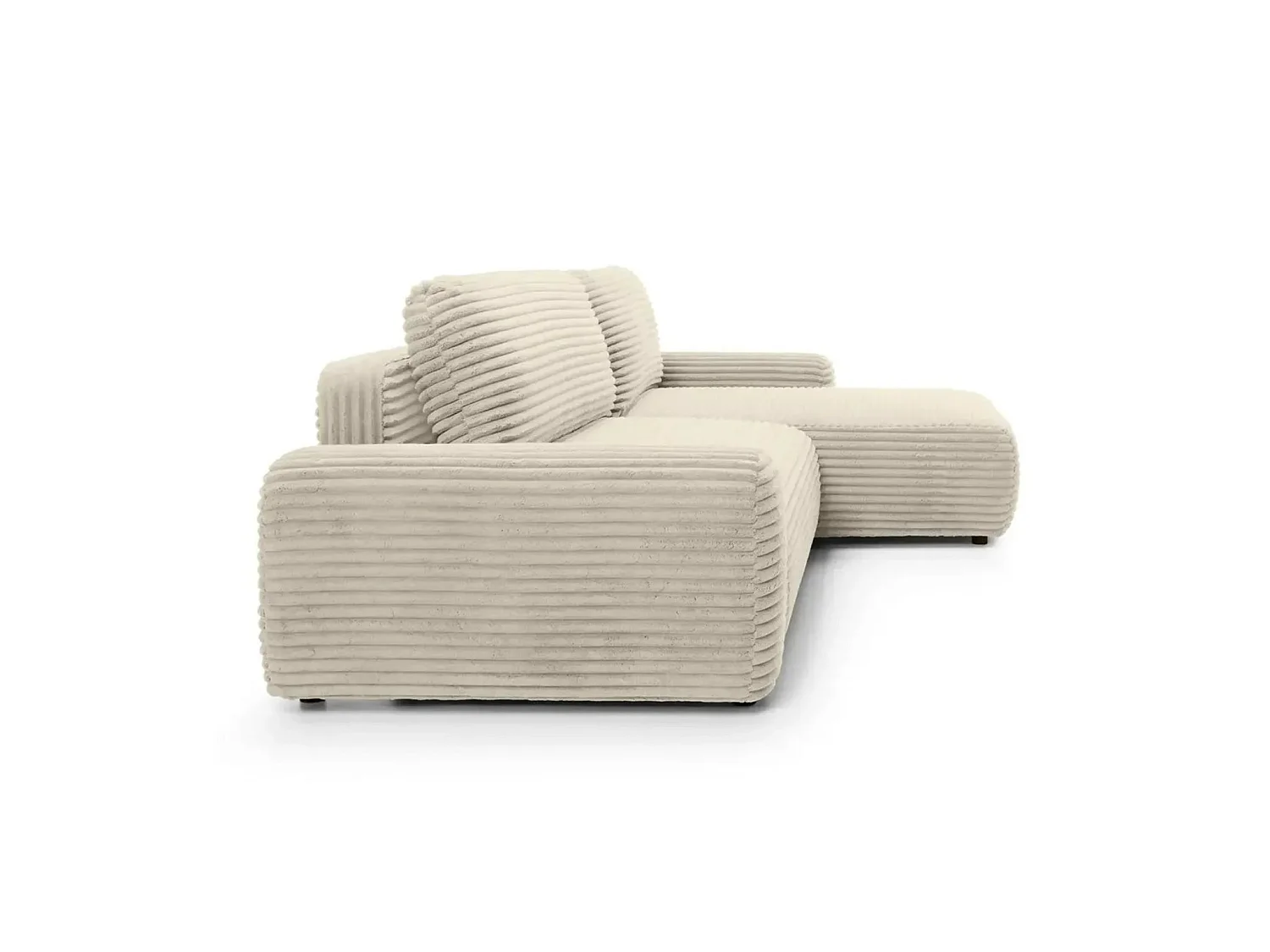 OLYMPE - Canapé d'angle convertible velours côtelé 4 places Beige Droit