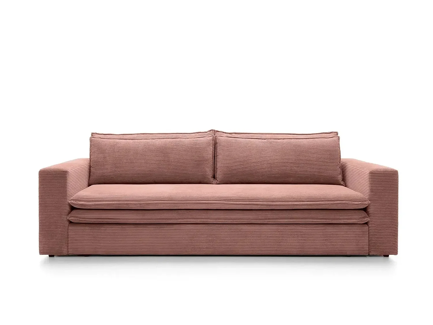 OSCAR PLUS - Canapé droit convertible velours côtelé 3 places Rose