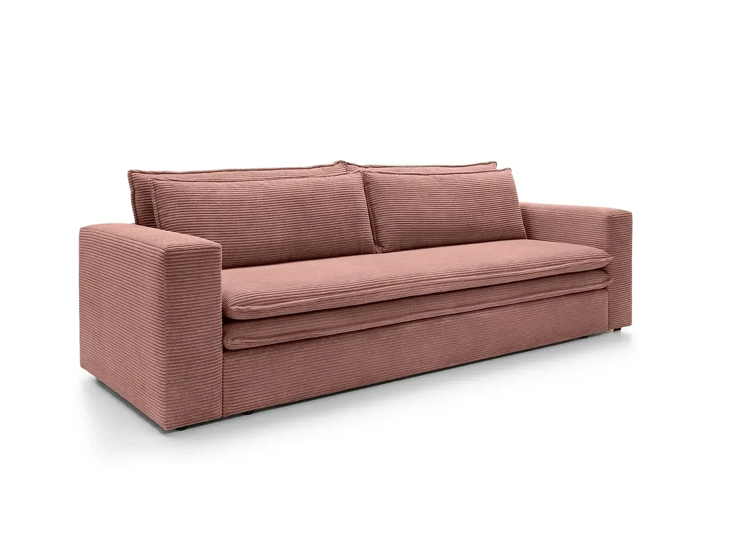 OSCAR PLUS - Canapé droit convertible velours côtelé 3 places Rose