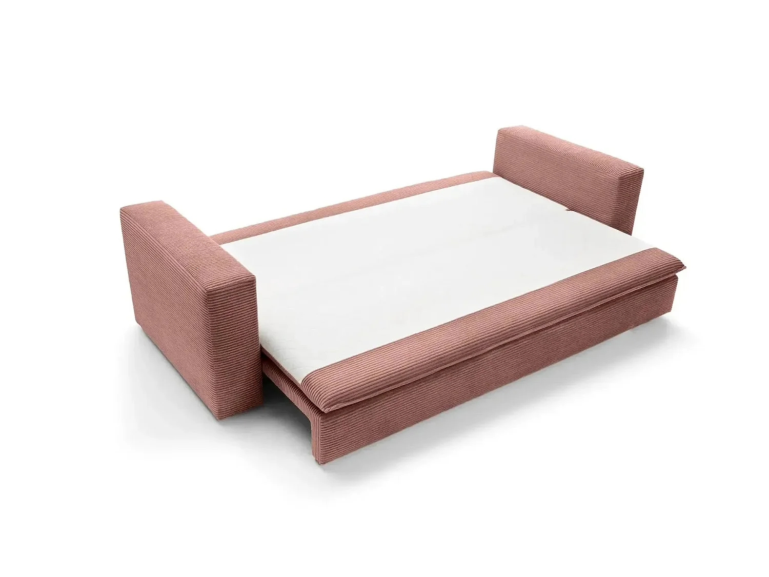 OSCAR PLUS - Canapé droit convertible velours côtelé 3 places Rose
