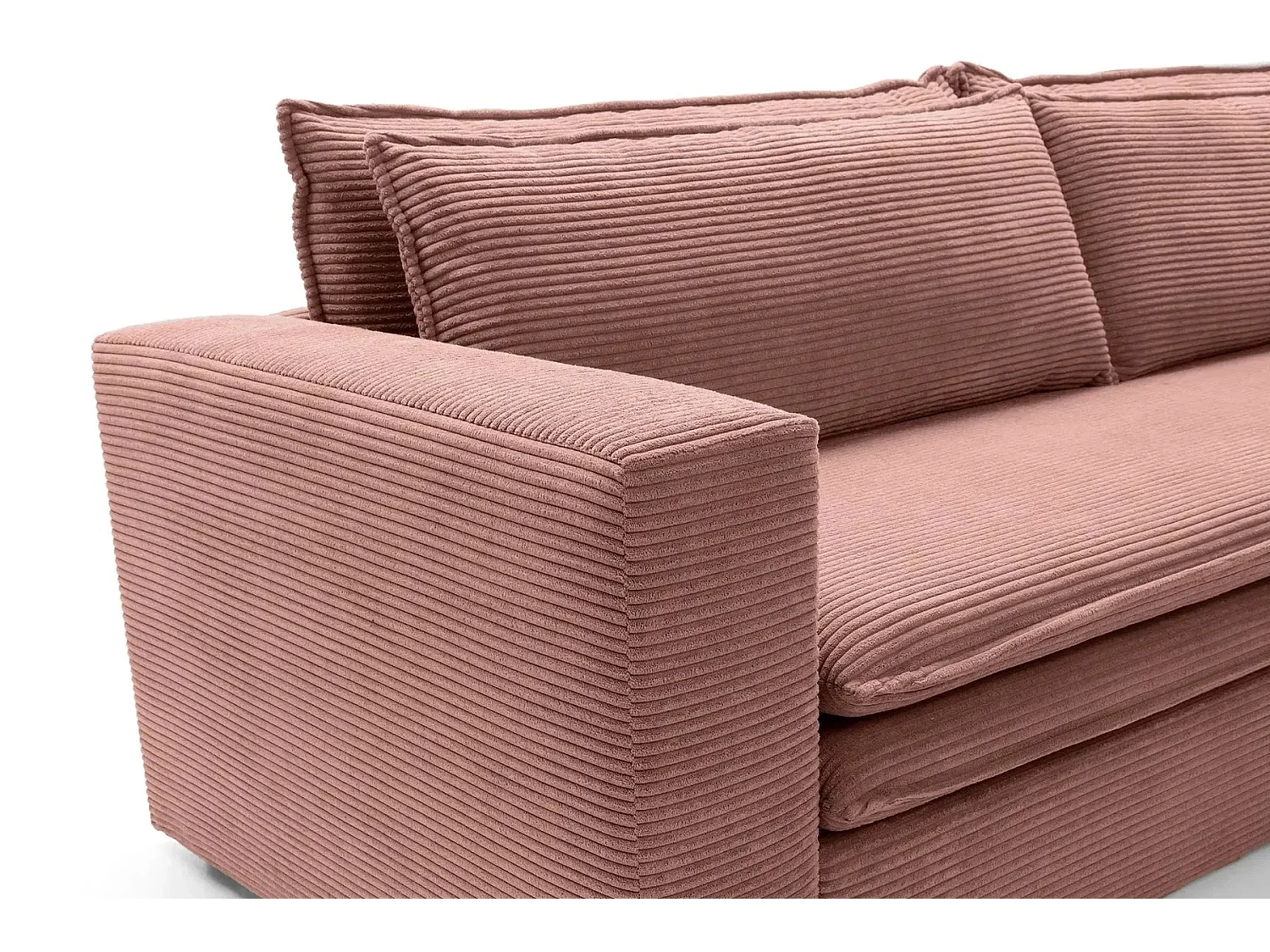 OSCAR PLUS - Canapé droit convertible velours côtelé 3 places Rose