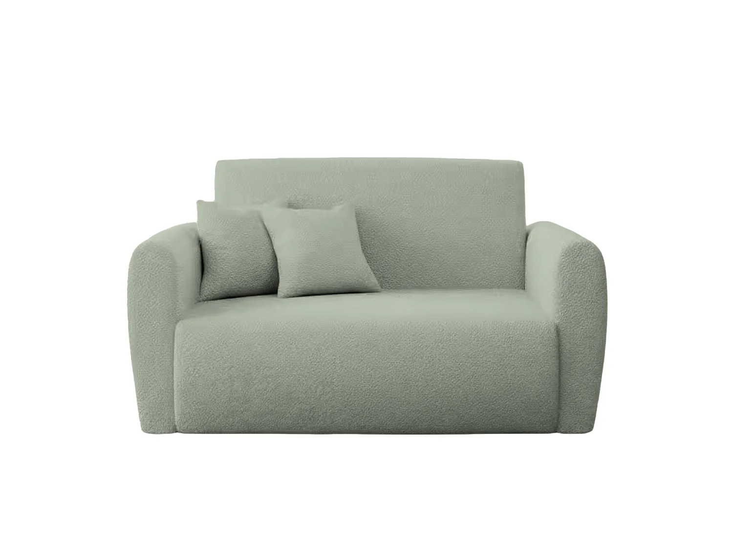 GINA - Canapé droit convertible tissu bouclette 2 places Vert