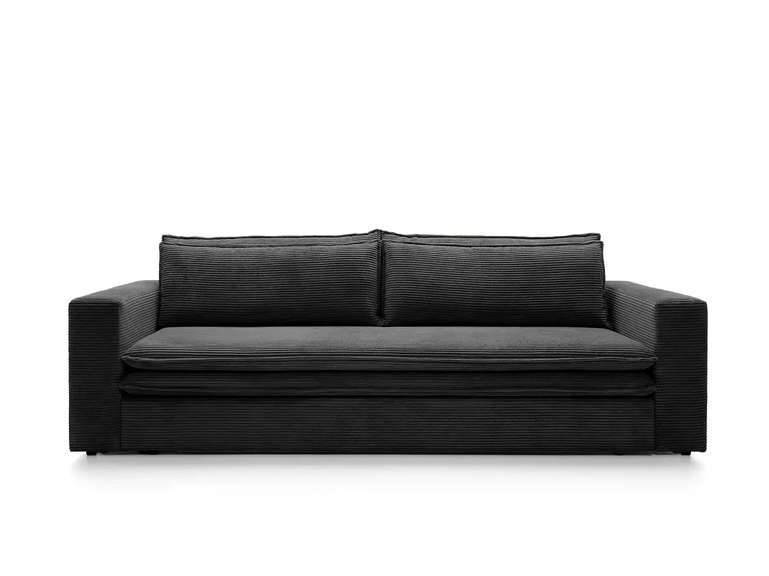 OSCAR PLUS - Canapé droit convertible velours côtelé 3 places - Noir