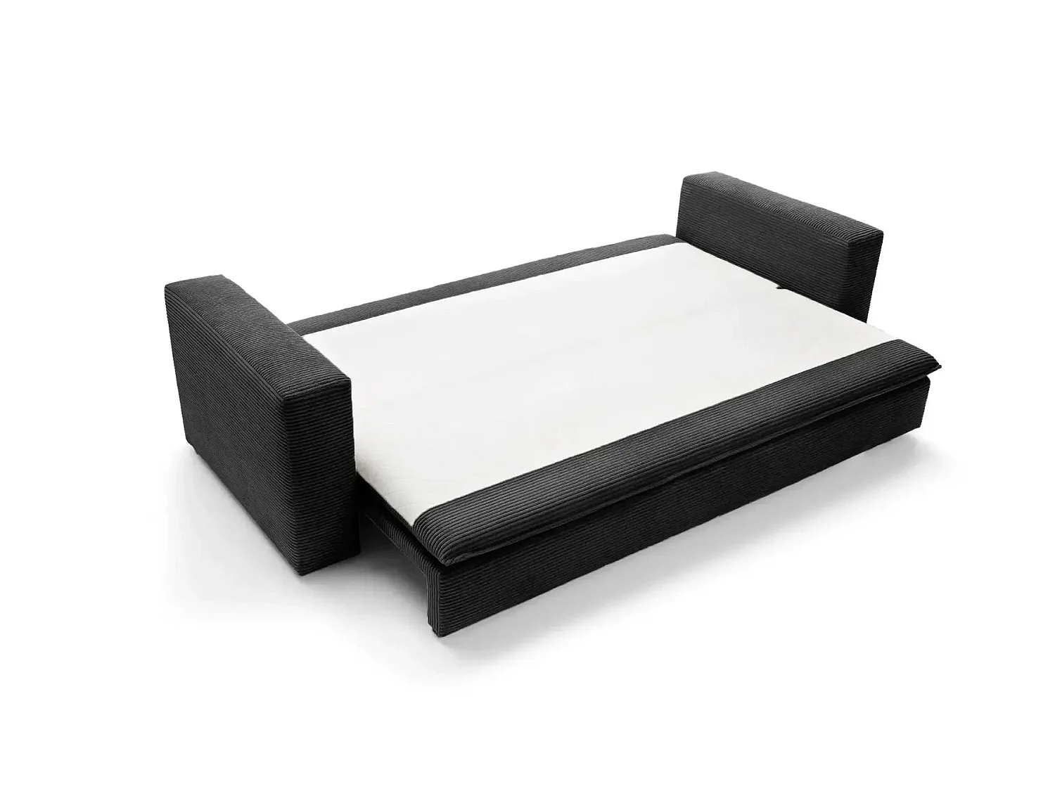 OSCAR PLUS - Canapé droit convertible velours côtelé 3 places - Noir