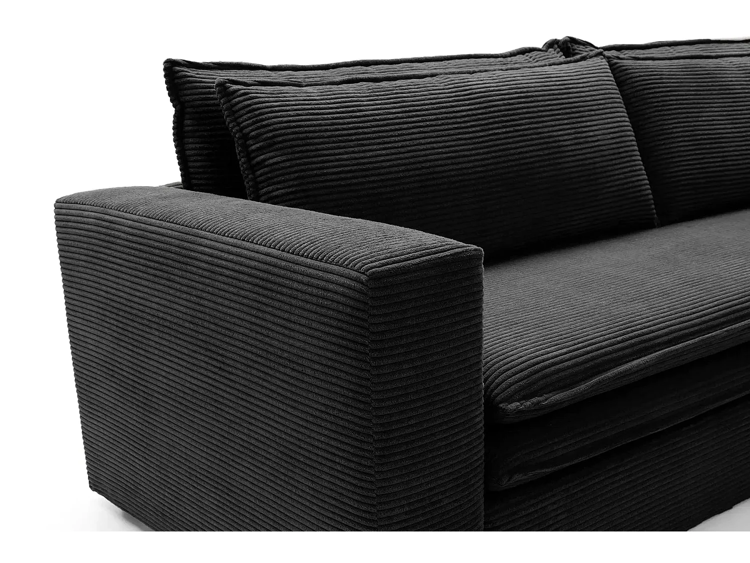 OSCAR PLUS - Canapé droit convertible velours côtelé 3 places - Noir