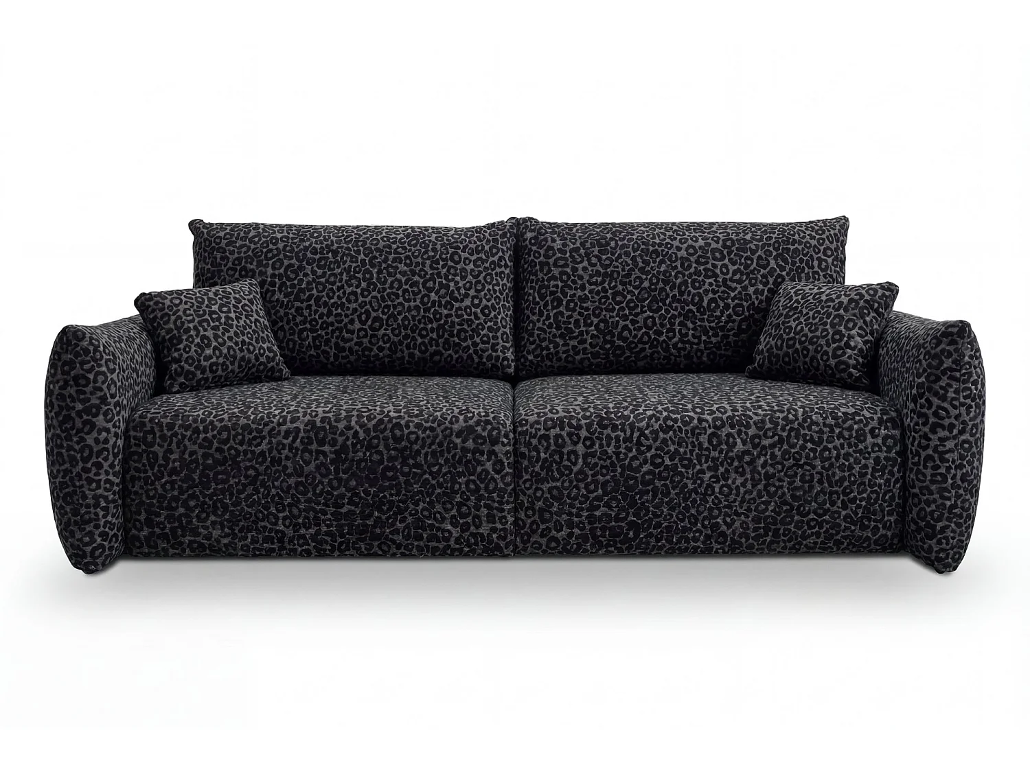 ELIO - Canapé droit convertible tissu imprimé animalier 3 places Noir