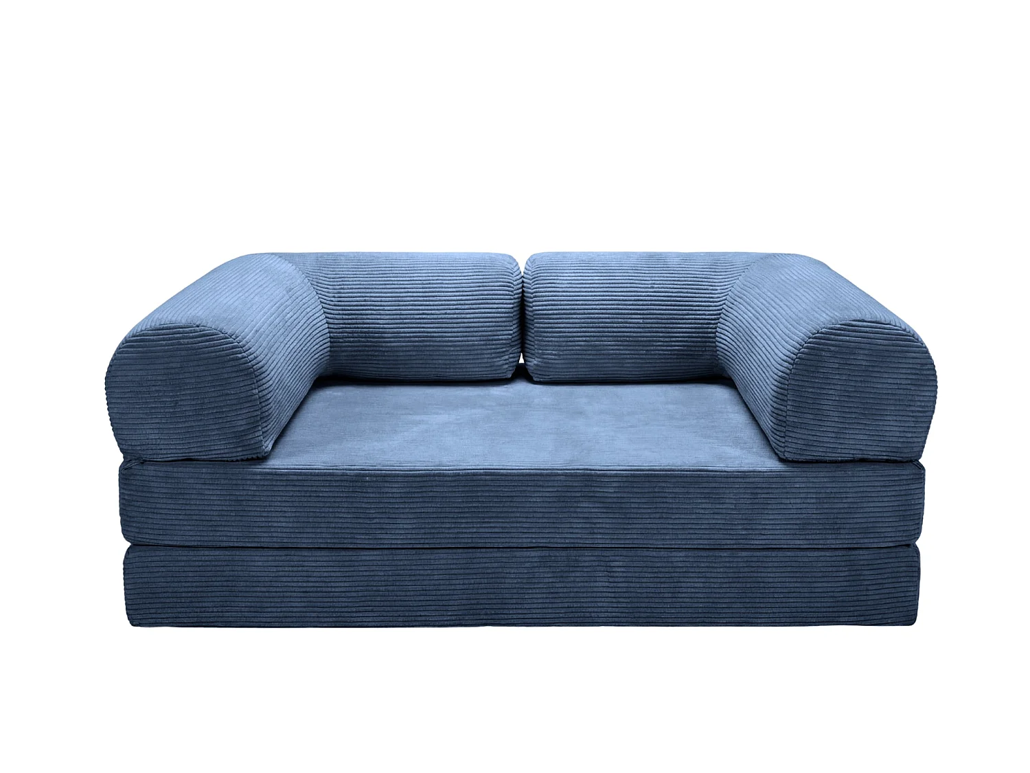 AMARA - Canapé droit convertible velours côtelé 3 places Bleu