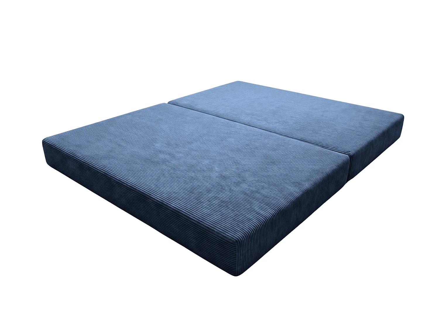 AMARA - Canapé droit convertible velours côtelé 3 places Bleu