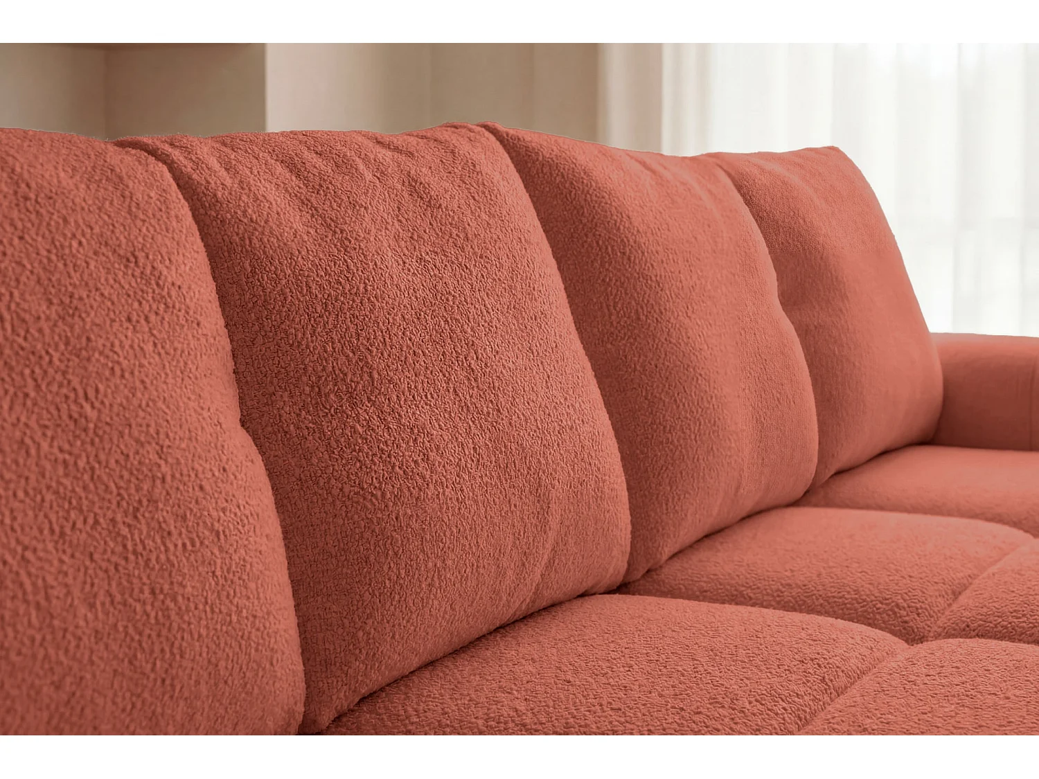 CONSTANCE - 3-zits rechte slaapbank in chenille stof - Terracotta