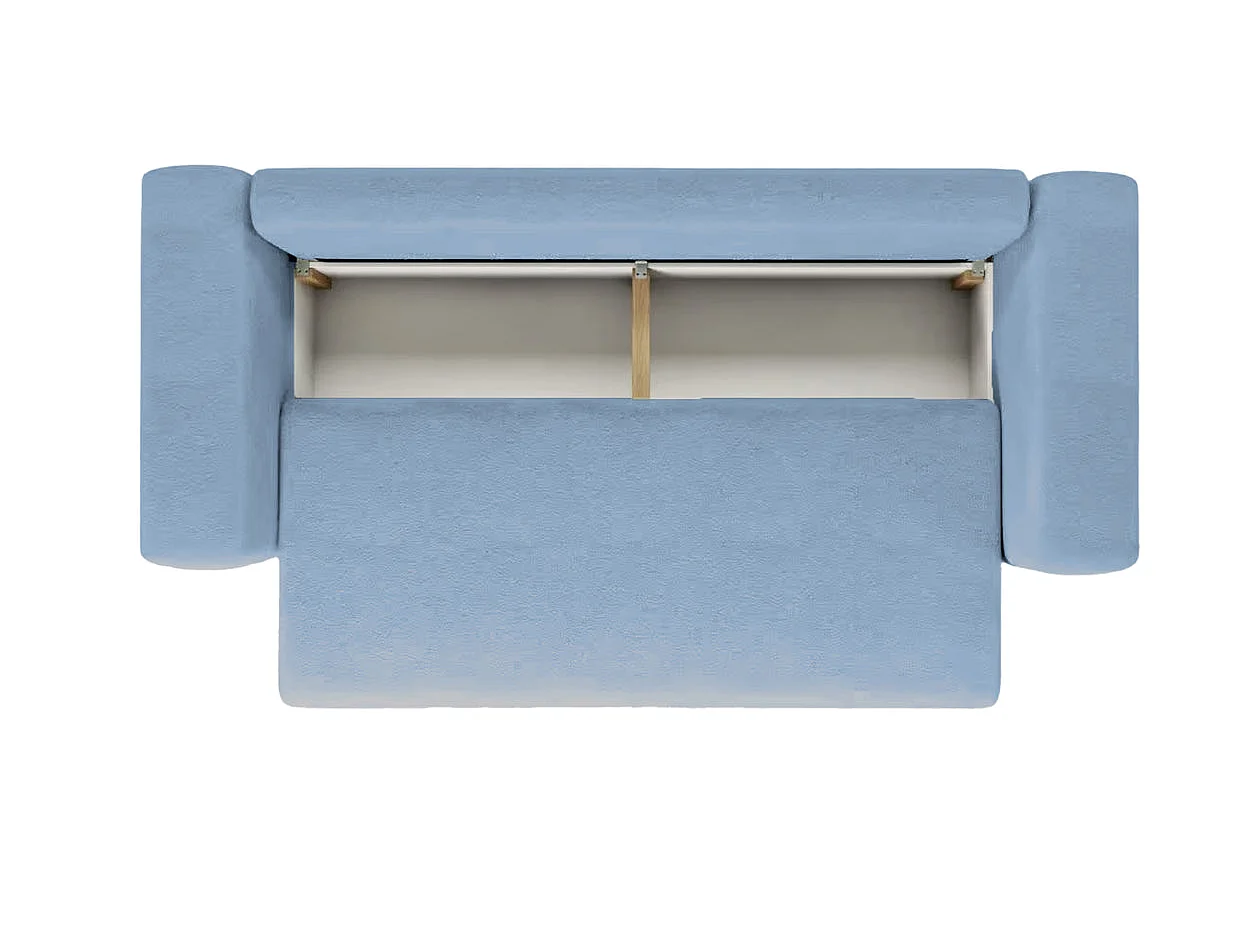 ARIEL - Canapé droit convertible tissu bouclette 3 places Bleu
