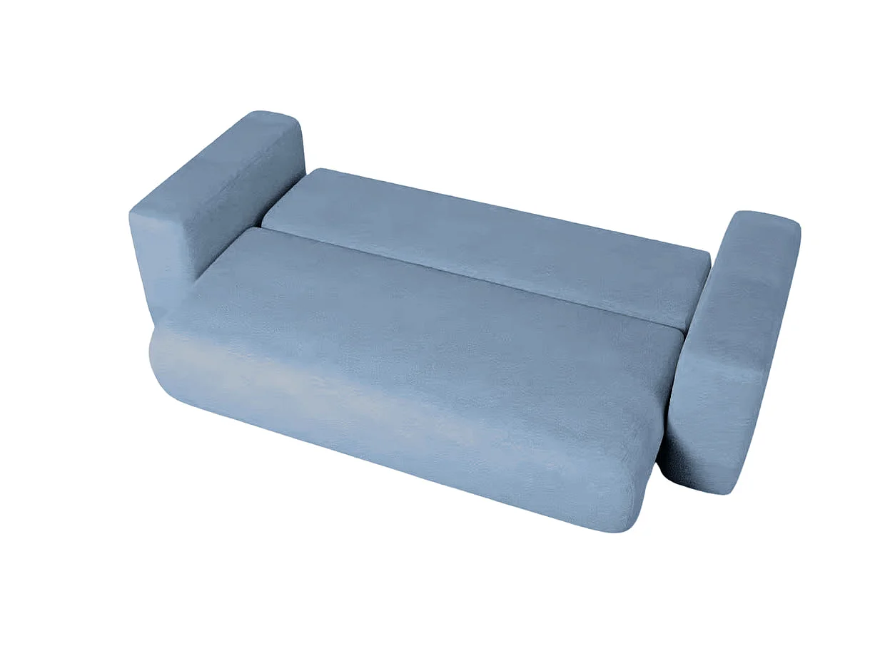 ARIEL - Canapé droit convertible tissu bouclette 3 places Bleu