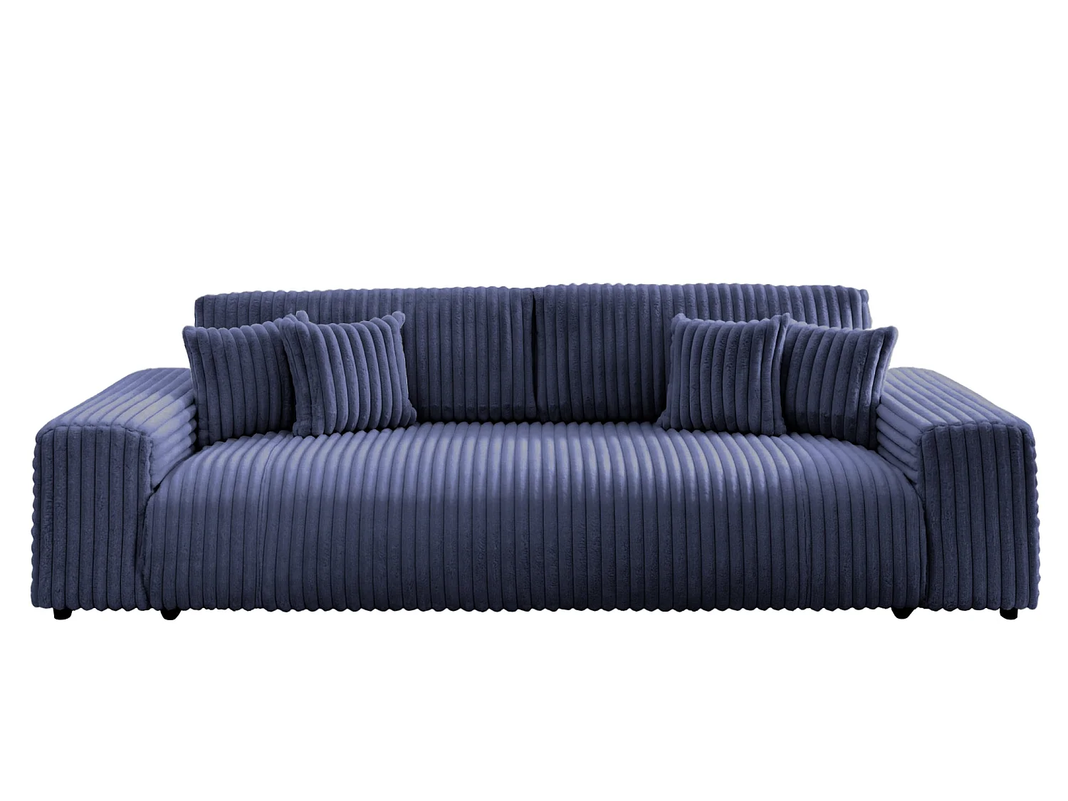CAISA - Canapé droit convertible velours côtelé 4 places Bleu
