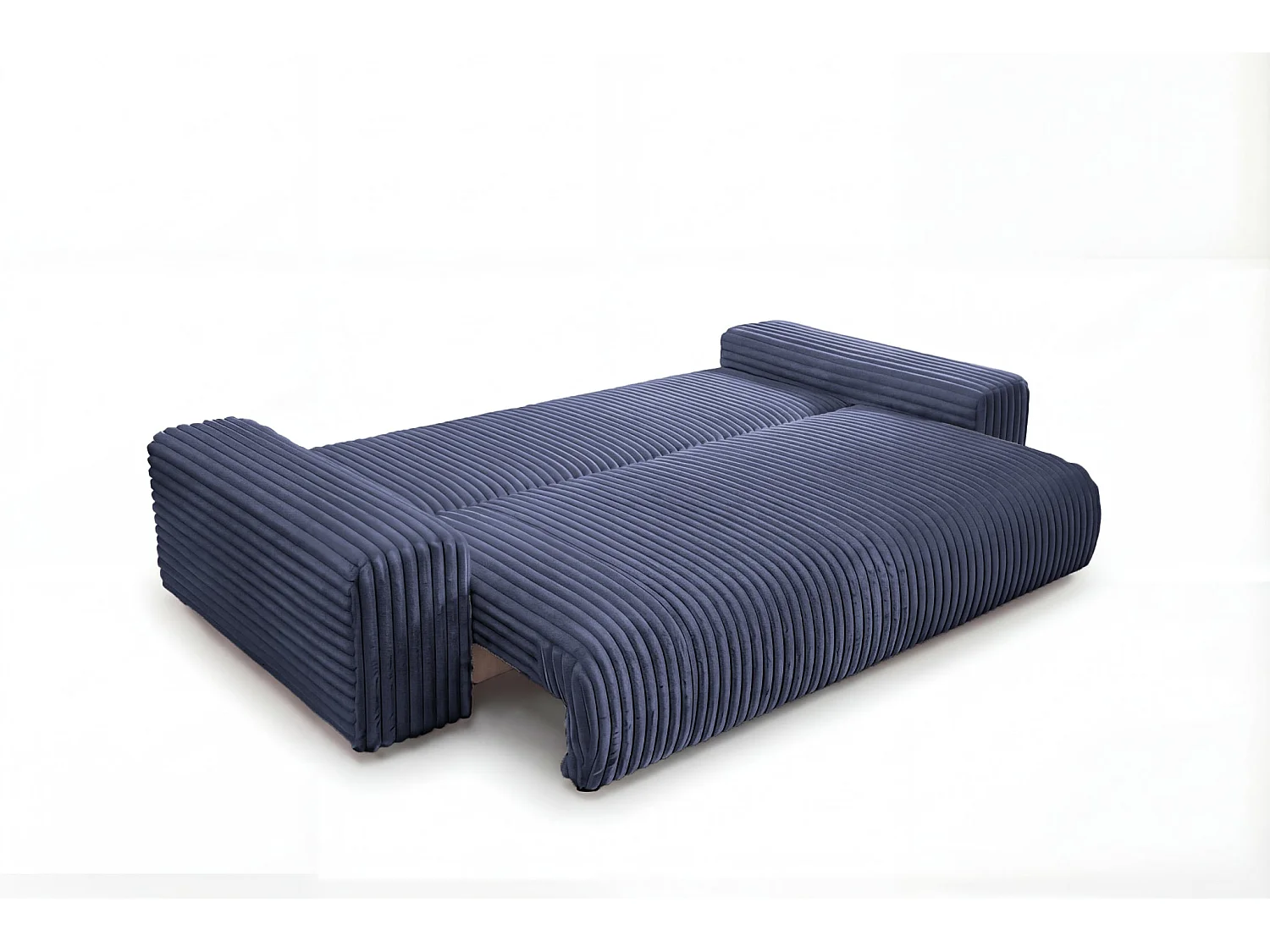 CAISA - Canapé droit convertible velours côtelé 4 places Bleu