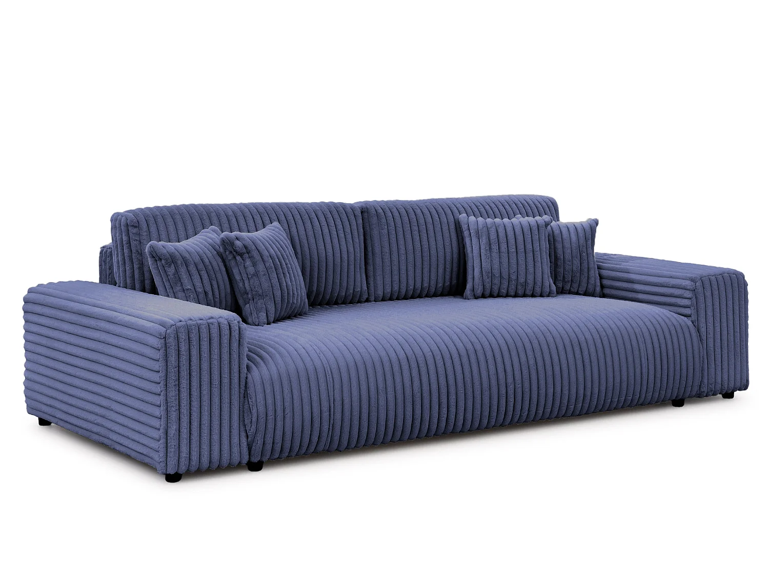 CAISA - Canapé droit convertible velours côtelé 4 places Bleu