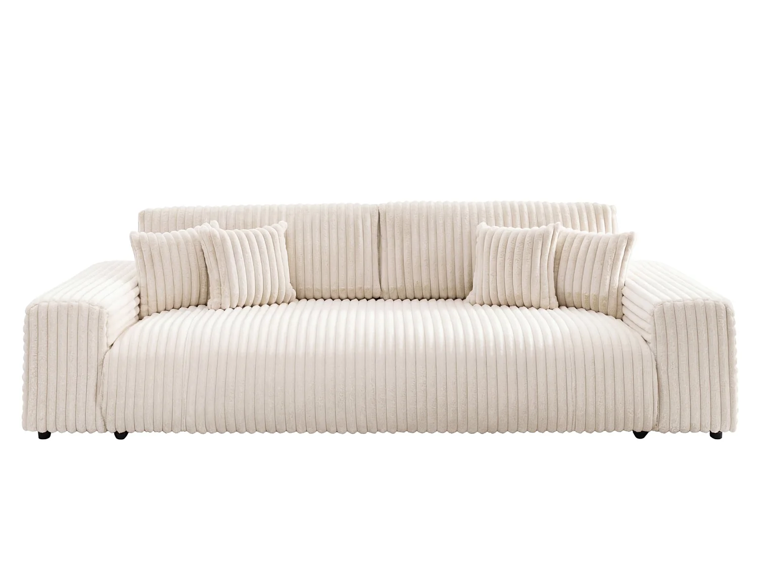 CAISA - 4-zits rechte slaapbank in ribfluweel - Beige