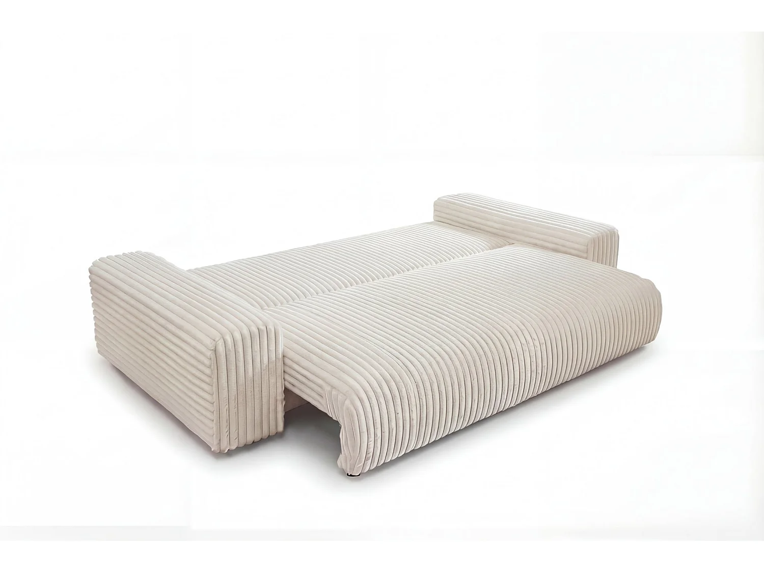 CAISA - 4-zits rechte slaapbank in ribfluweel - Beige