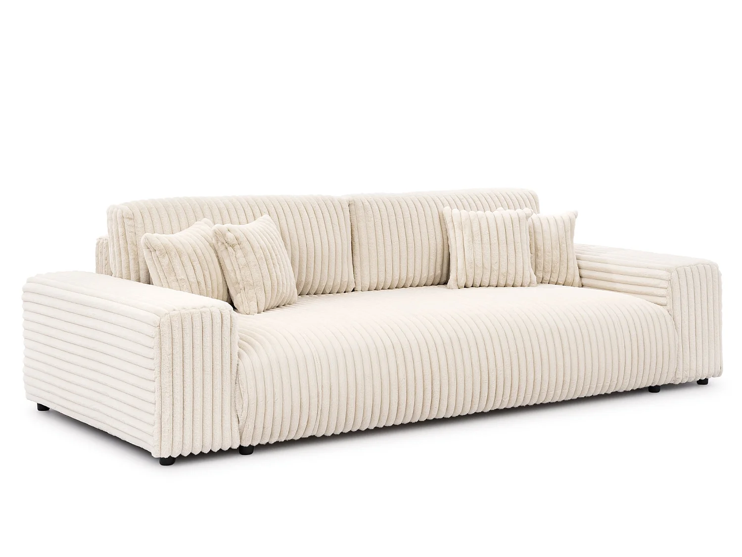 CAISA - 4-zits rechte slaapbank in ribfluweel - Beige
