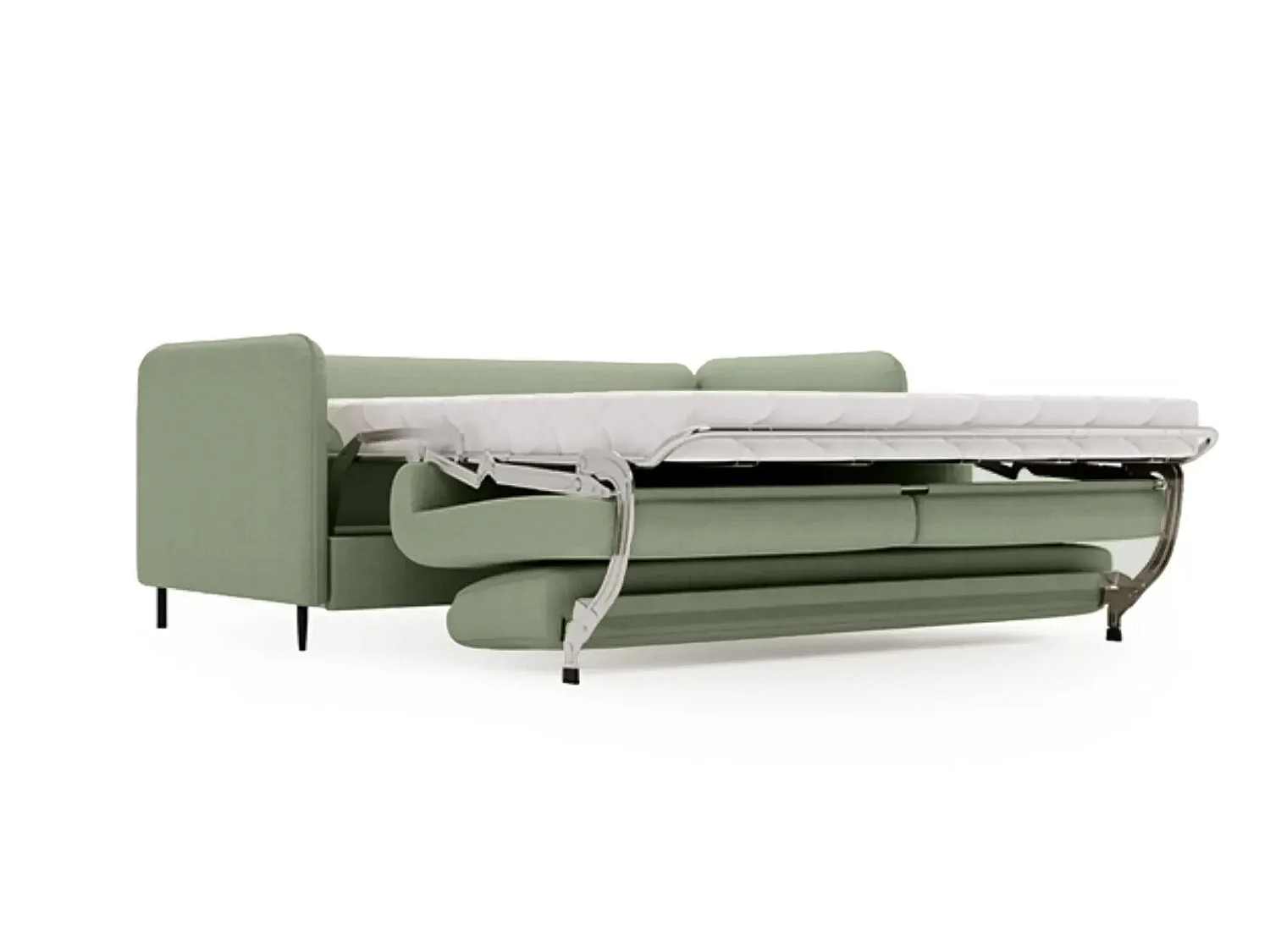 VICKY II - Canapé droit convertible tissu lisse 2 places Vert