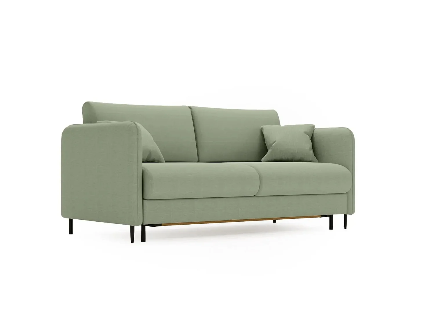 VICKY II - Canapé droit convertible tissu lisse 2 places Vert