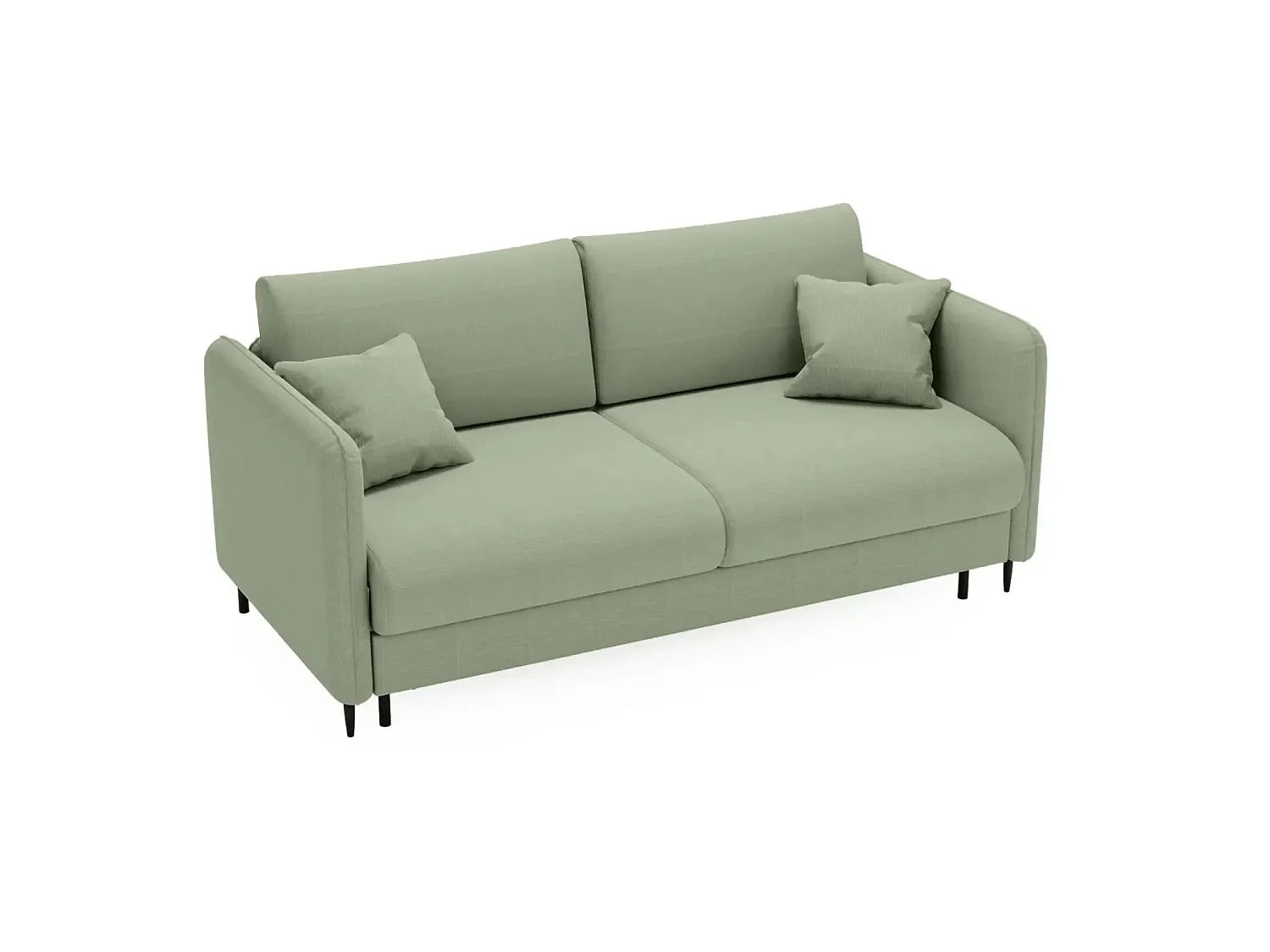 VICKY II - Canapé droit convertible tissu lisse 2 places Vert