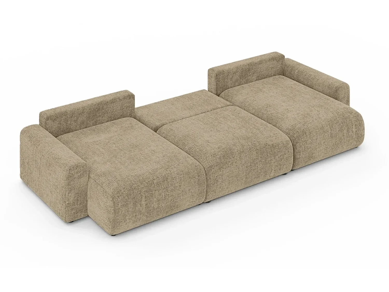 OLI - Canapé panoramique convertible tissu chenille 5 places Café