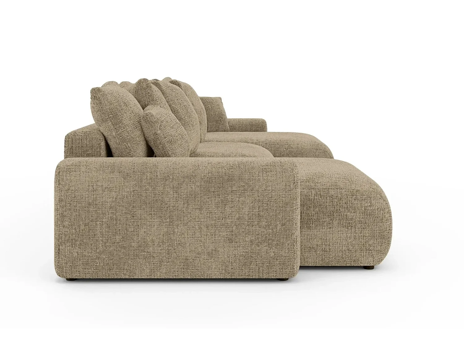 OLI - Canapé panoramique convertible tissu chenille 5 places Café